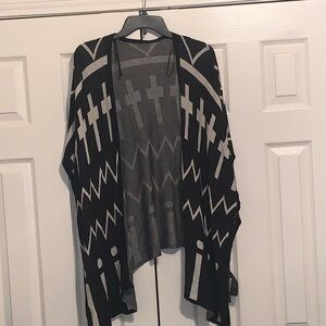 Chic Black and Gray Women's Poncho